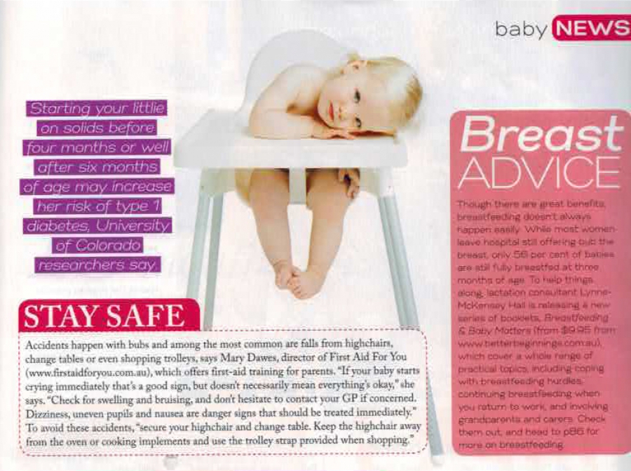Practical Parenting magazine page on Baby News September 2013
