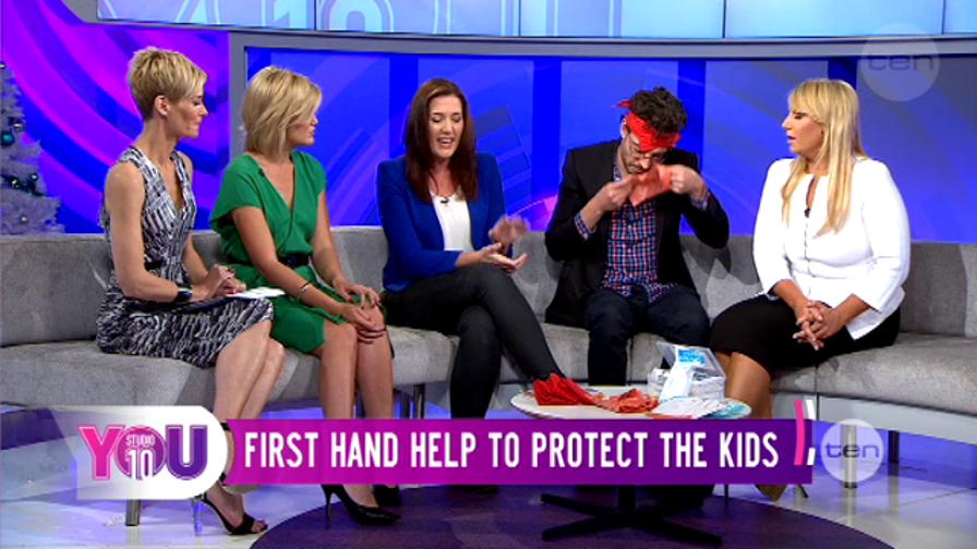Screen shot of Mary Dawes of First Aid For You on Australian channel 10's Studio 10 program.
